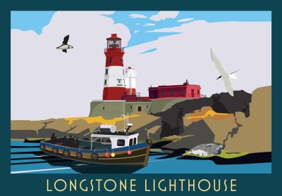 Longstone Lighthouse Mounted Print