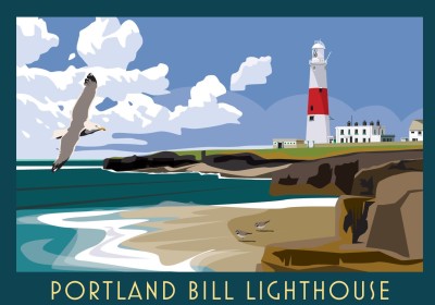 Portland Bill Lighthouse Mounted Print