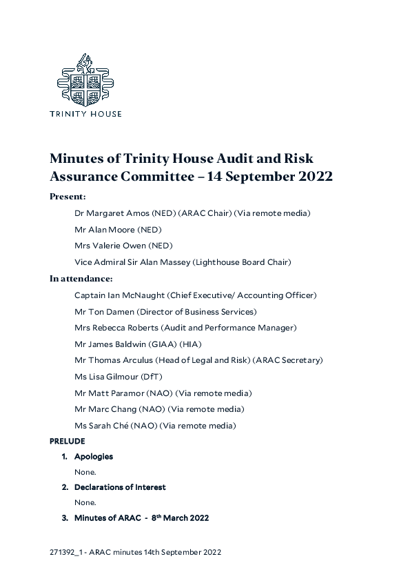 Minutes of the ARAC 14 September 2022