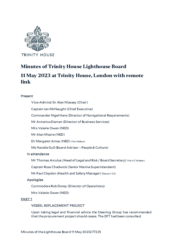 Minutes of Lighthouse Board 11 May 2023