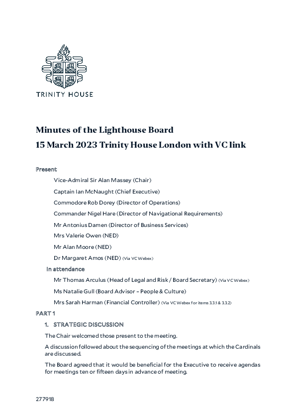 Minutes of Lighthouse Board 15 March 2023
