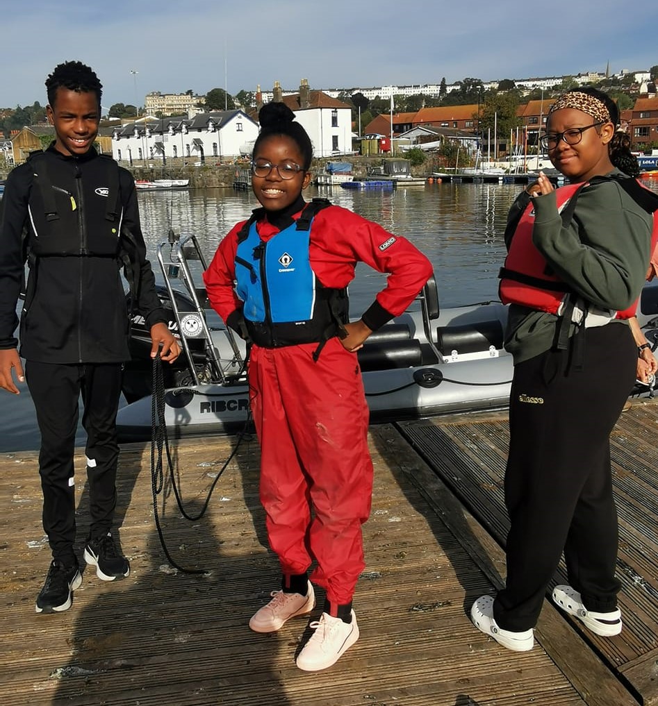 Young people from the DET Community group in Bristol enjoying their RYA PB1 and 2 courses with All Aboard Watersports