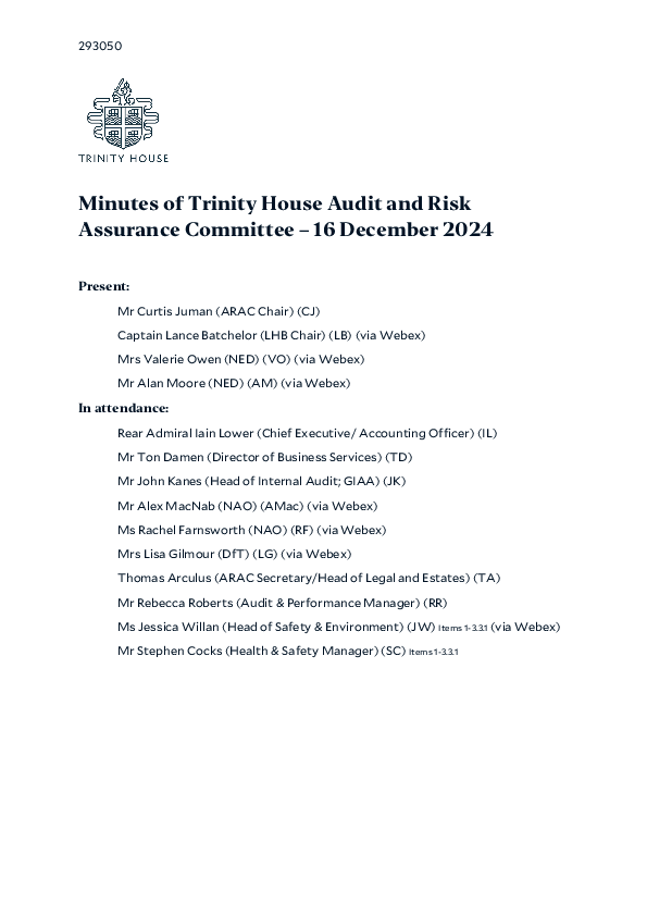 Minutes of ARAC 16 December 2024