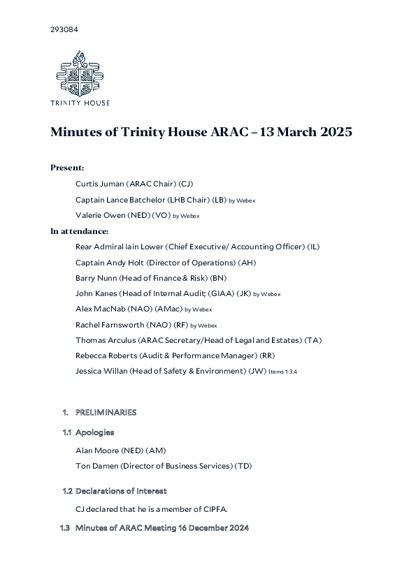 Minutes of ARAC 13 March 2025