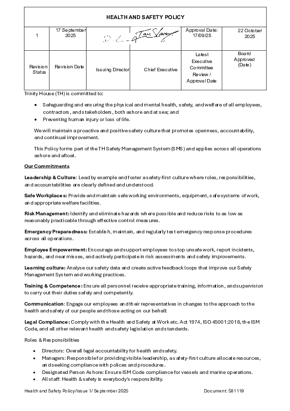 Health and Safety Policy